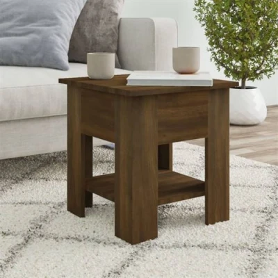 Afbeelding van Salontafel 40x40x42 cm bewerkt hout bruineikenkleurig