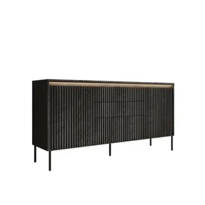 Afbeelding van Meubella Dressoir Timoteo Mat zwart 166 cm
