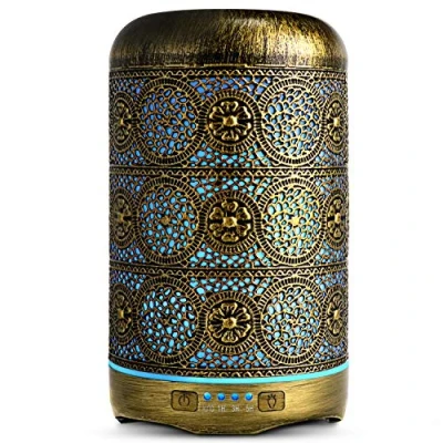 Afbeelding van Salking Geurverspreider 260 ml metaal voor aromatherapie of luchtbevochtiger met retro licht, 7 kleuren