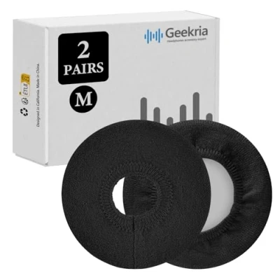 Afbeelding van Geekria 2 paar middelgrote gebreide stof, wasbaar, hoofdtelefoons, dekens, oorkussens, rekbaar, geschikt voor 3,14 &quot; 4,3 inch hoofdtelefoon (zwart)