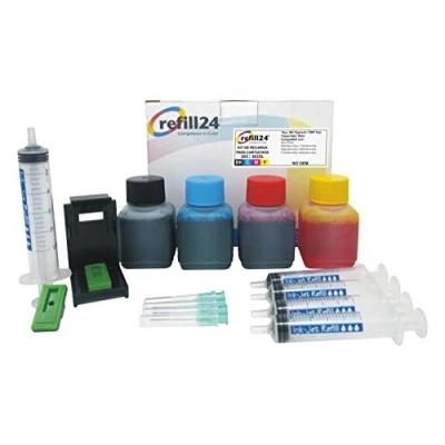 Afbeelding van refill24 Navulset compatibel met HP 303, 303 XL inktpatronen, zwart en kleur, inkt clip accessoires + 200 ml