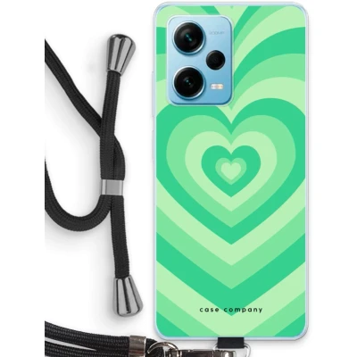 Afbeelding van Case Company® hoesje met Koord geschikt voor Xiaomi Redmi Note 12 Pro Plus Hart Groen Telefoonhoesje Zwart Bescherming aan alle Kanten en Over de Schermrand