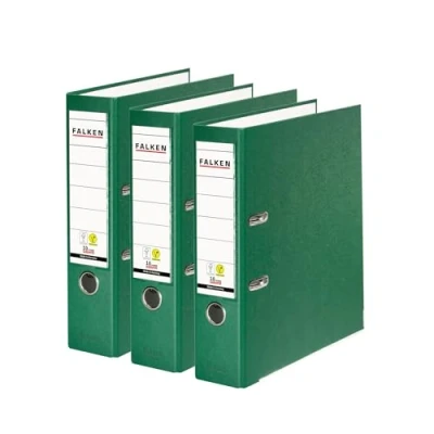 Afbeelding van Falken Set van 3 mappen polypropyleen, gemaakt in Duitsland, breedte 8 cm, DIN A4, veganistisch, groen, ringband, ordner, bureaumap