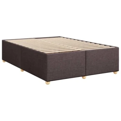 Image de vidaXL Cadre de lit avec tête Marron foncé 140x200 cm Tissu