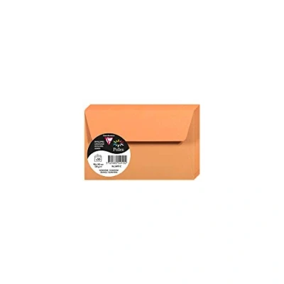 Afbeelding van Clairefontaine 5491C, verpakking met 20 zelfklevende enveloppen, formaat 9 x 14 cm, 120 g/m², kleur: clementine, uitnodiging voor evenementen en overeenkomst, Pollen serie, glad papier van hoge