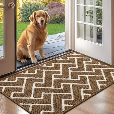 Afbeelding van binnendeurmat, waterdichte deurmat, vuilvangmat, antislip binnendeurmat (bruin, 60 x 90 cm)