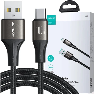 Afbeelding van Joyroom Light Speed Series SA25 AC6 USB A/USB C Snelle Overdrachtskabel 100W 1,2m Zwart