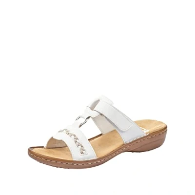 Afbeelding van Rieker Lente/Zomer 60888 Damesslippers, Wit 80, 40 EU