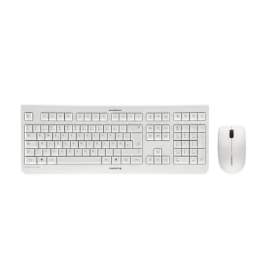 Afbeelding van CHERRY DW 3000, draadloos toetsenbord en muisset, Duitse lay out (QWERTZ), 2,4 GHz radio aansluiting, plat ontwerp, stille toetsen, symmetrische muis, grijs wit