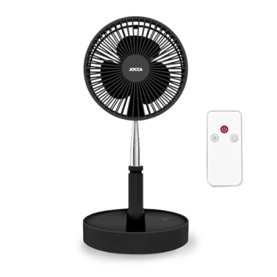 Afbeelding van Jocca Staande ventilator met afstandsbediening, oplaadbare batterij van 7200 mAh, 3 snelheden, in hoogte verstelbaar 36 tot 97,5 cm, opvouwbaar, afstandsbediening en USB oplader