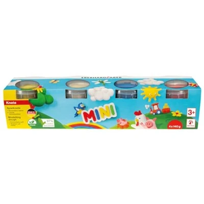 Afbeelding van Eberhard Faber kinderklei 4x in beker 140 gram wit, geel, rood, blauw EF 572506