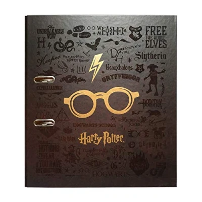 Afbeelding van Harry Potter Ringband Glasses 2 rings A4 7 Cm Donkerbruin/goud