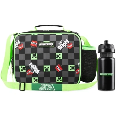 Afbeelding van Minecraft Koeltas voor kinderen, lunchtas school of reizen, cadeau kinderen (zwart/groen)
