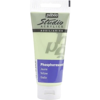 Afbeelding van Pébéo Studio Acrylics 100 ml fosforescerende gel geel acrylbindmiddel zelflichtgevende verf