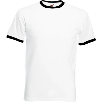 Afbeelding van Fruit Of The Loom Heren Ringer T shirt met korte mouwen (Wit/Zwart)