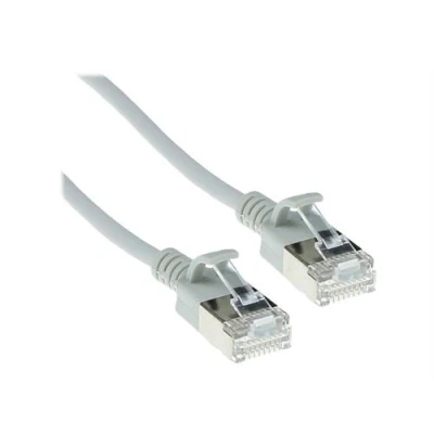 Image de ACT Cordon de raccordement RJ 45 (M) pour 50 cm 3.8 mm U / FTP (Paire torsadée blindée) CAT 6a sans crochet, moulé, bloqué gris, RAL 7035