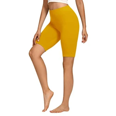 Afbeelding van Libella 4165 Fietsbroek voor dames, katoen, hoge taille, ondoorzichtig, sportbroek, zomer, meerkleurig, 1 stuk geel