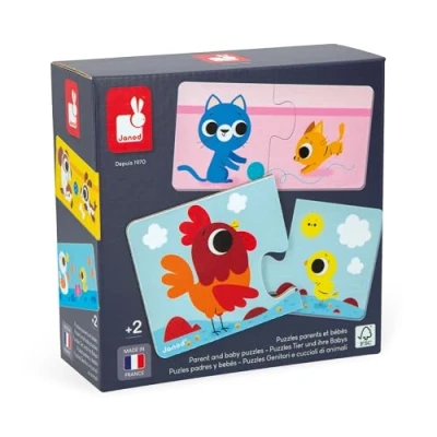 Afbeelding van Janod puzzel ouders en babydieren 12x2st