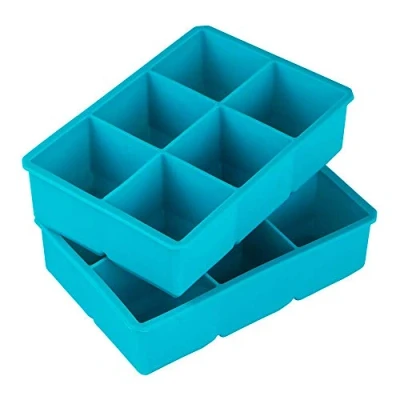 Afbeelding van Webake 2 stuks grote vierkante siliconen ijsblokjesvormen van 5 cm voor whisky, cocktails, dranken, blauw