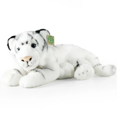 Afbeelding van Rappa ECO knuffel witte tijger 36 cm realistische van recyclede PET flessen wit, zwart