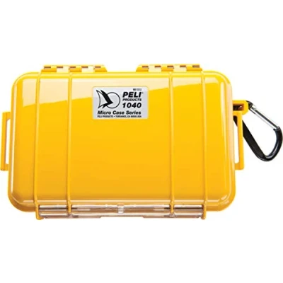 Afbeelding van PELI Micro Case 1040 waterdichte beschermhoes, IP67, inhoud 2 liter, gemaakt in de VS, geel/zwarte voering