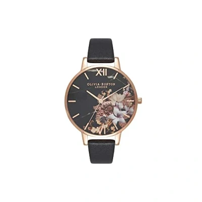 Afbeelding van Olivia Burton Analoog kwartshorloge voor dames met zwarte leren band OB16CS01, Armband