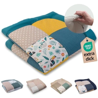 Image de ULLENBOOM tapis d&#039;éveil pour bébé 100 x cm Matériaux % Öko Tex Fabriqué en UE Épais et doux Motif jungle Idéal comme couverture de bébé, parc jeu