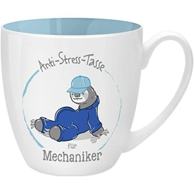 Afbeelding van Gruss &amp; Co 45497 anti stress mok voor monteurs, 45 cl, van New Bone China porselein, ideaal als cadeau, blauw, 9,5 cm