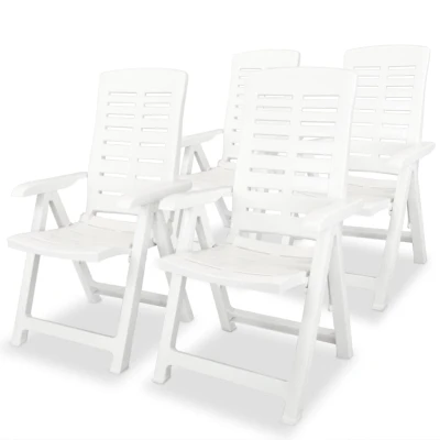 Afbeelding van Tuinstoelen 4 st verstelbaar kunststof wit