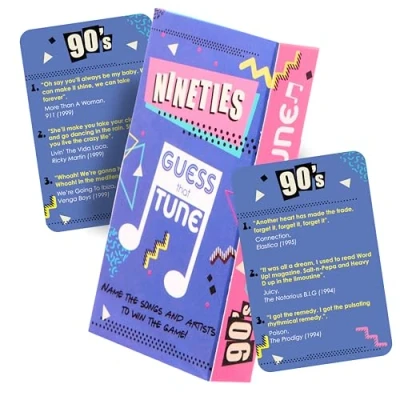 Afbeelding van Boxer Gifts Nineties Guess That Tune Music Quiz Game feestspellen voor volwassenen en familie liedjes uit de jaren 90 cadeaus mannen vrouwen
