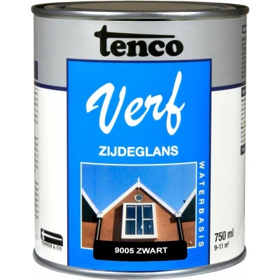 Afbeelding van TencoVerf Waterbasis Dekkend Zijdeglans Zwart RAL 9005 0,75L