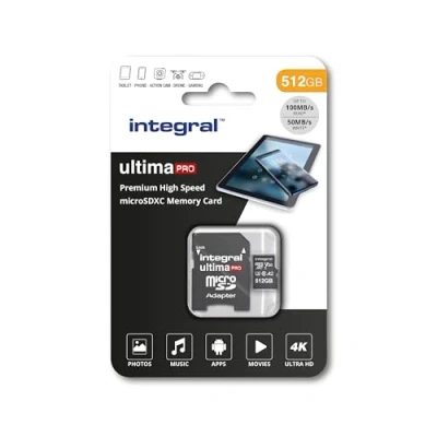 Image de Integral UltimaPro Carte mémoire flash (adaptateur microSDXC vers SD inclus(e)) 512 Go A1 / Video Class V30 UHS 3 Class10 I
