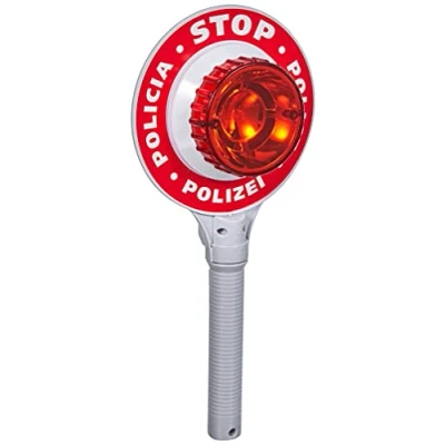 Afbeelding van Klein Toys politiestopbord 16x3,5x29 cm incl. lichteffecten ideale accessoire voor politiekostuums en rollenspellen rood wit