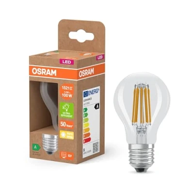 Afbeelding van OSRAM Superstar Classic A 100 LED in gloeilampvorm, transparante glazen behuizing, 7,2 W, 1521 lm, E27, 2700 K voor warm wit licht, EEK A, diameter 60 mm, helder