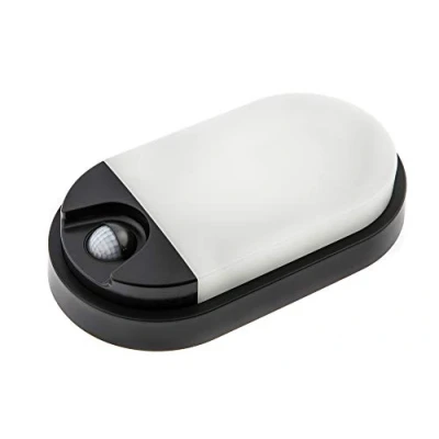 Afbeelding van HUBER Ovale led wandlamp met bewegingsmelder, 140 graden, 10 W, 800 lm, IP54, buitenlamp voor binnen, antraciet