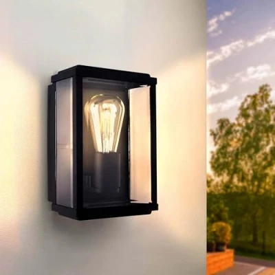 Afbeelding van Ledvion Wandlamp, Buitenlamp, Buiten Verlichting, Wandlamp Binnen, Tuinverlichting, LED Lamp, Lyra, Zwarte E27
