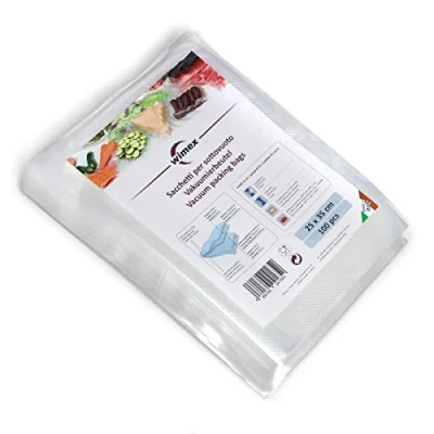 Afbeelding van Wimex Rollen en verpakkingszakken voor vacuümmachine. BPA vrij. Vacuüm koken. Universeel compatibel met alle vacuümmachines (100 zakken van 25 x 35 cm)