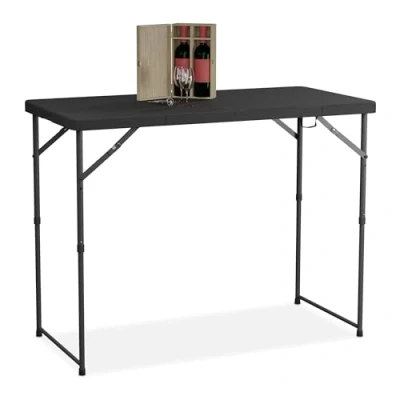 Afbeelding van Relaxdays tuintafel campingtafel eettafel tuin tafel in hoogte verstelbaar 120x60 zwart