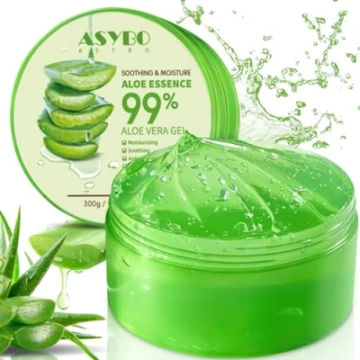 Afbeelding van ASYBO aloë vera Gel 300 ml 99% pure hydraterend voor gezicht en lichaam, natuurlijke crème droge huid, zonnebrand, acne