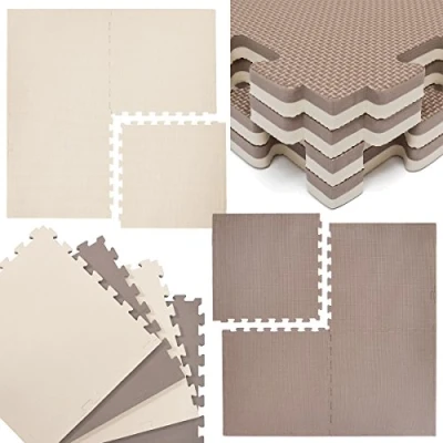 Afbeelding van 4 vloermatten elk 63x63cm sportmat 20mm dikke puzzelmatten incl. boord