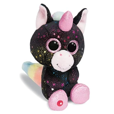 Afbeelding van NICI Knuffel Eenhoorn Vita pluche zwart/roze 15 cm knuffeldier