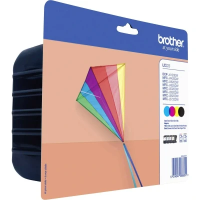 Afbeelding van Brother inktcartridge, 600 pagina&#039;s, OEM LC 223VP, 4 kleuren inktcartridge