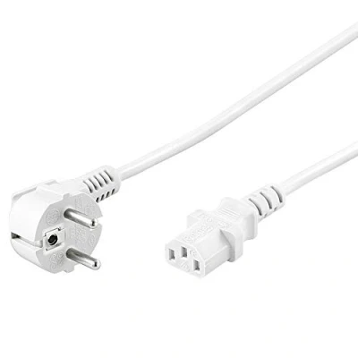 Afbeelding van PremiumCord Stroomkabel, 230 V, 3 m, met haaks veiligheidscontact op C13, IEC 320 koude apparaat aansluiting, voor pc, polig, kleur: wit