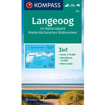 Afbeelding van KOMPASS Wanderkarte 731 Langeoog im Nationalpark Niedersächsisches Wattenmeer 1:15.000