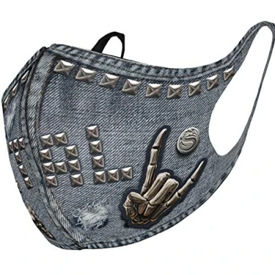 Afbeelding van Spiral Thrash Metal gezichtsmasker, zwart, 1 stuk (1 stuk), zwart.