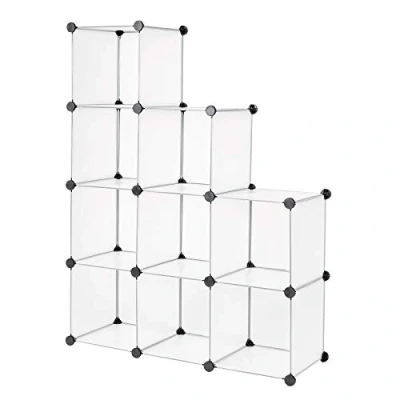 Afbeelding van schoenenrek, opbergrek, modulair systeem, met 9 zakken van 30 x cm, transparant