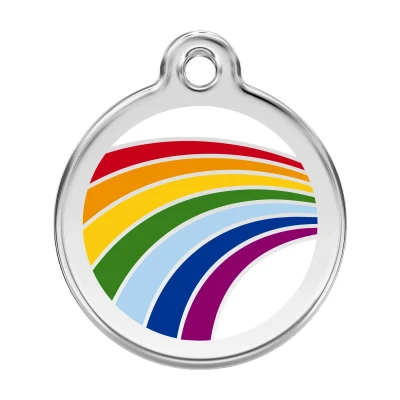 Afbeelding van Rainbow White roestvrijstalen hondenpenning large/groot dia. 3,8 cm RedDingo