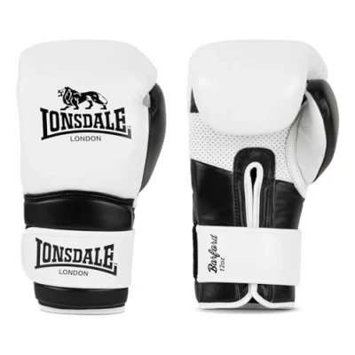 Afbeelding van Lonsdale Barford Bokshandschoenen, leer, wit/zwart, 16 oz
