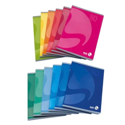 Afbeelding van BM BeMore Color 80, 0110596 notitieboek DIN A5 Rigatura Q ruiten met randen papier 80 g/m² verschillende kleuren verpakking bestaande uit 12 stuks