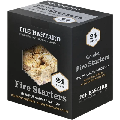 Afbeelding van The Bastard Wooden Fire Starters 24st 350gr houtkrullen BBQ houtwol aanmaakkrullen